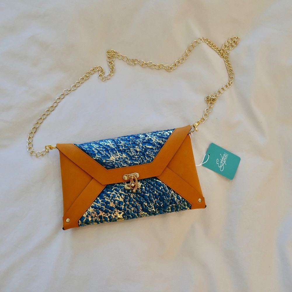 Erika Lynn metallic fish leather shoulder bag handmade in Charleston, SC
